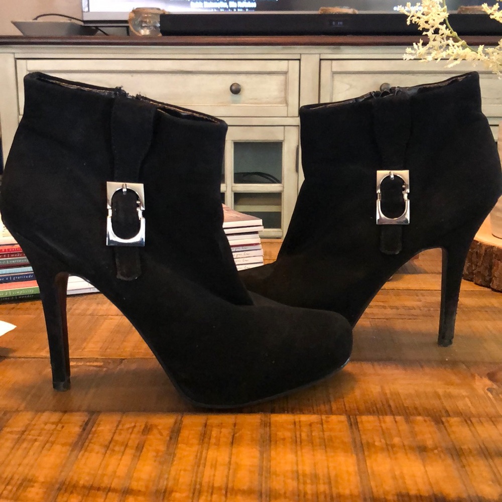 Black zip up booties